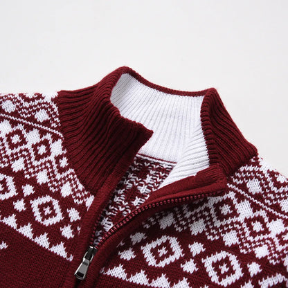 Men's Festive Zip-Up Christmas Jumper Perfect for the Holidays