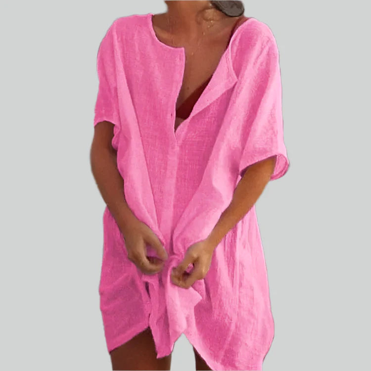 Übergroße Baumwollbluse Damen mit Kurzen Ärmeln für Sommer - Leicht, Atmungsaktiv, Vintage-Design, Größen S bis 8XL-2