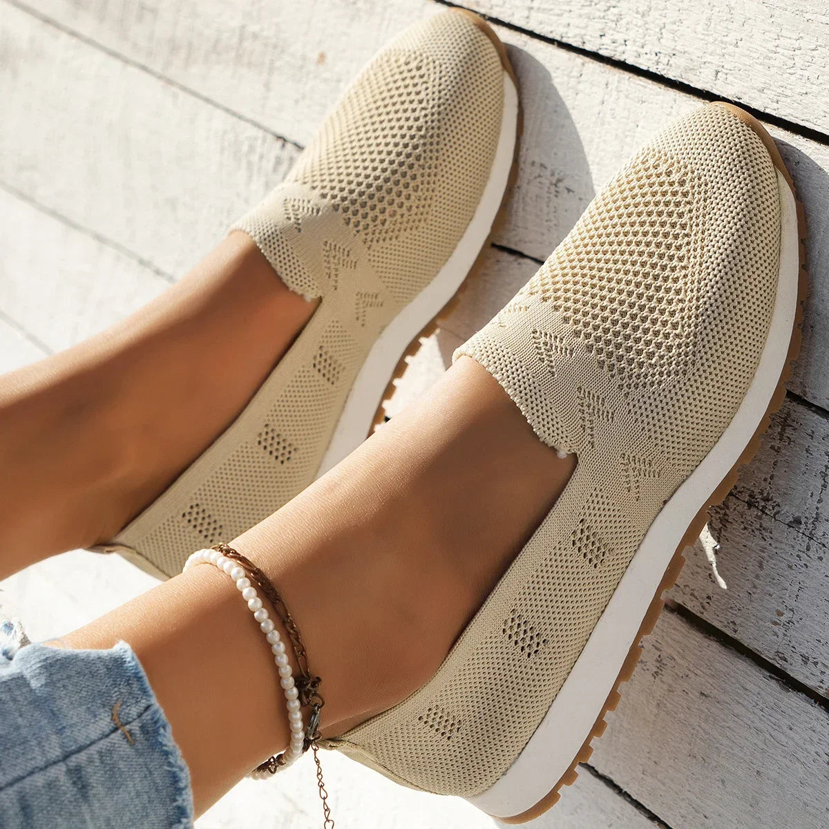 Feste Farbige Lässige Slipper Damen - Atmungsaktive Slip-On Schuhe für Komfort und Stil-4