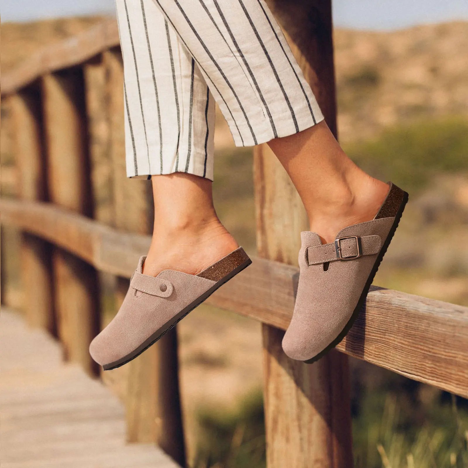 Klassische Korken Clogs Pantoffeln für Männer und Frauen, weiche Wildleder-Sandalen mit Bogenunterstützung-3