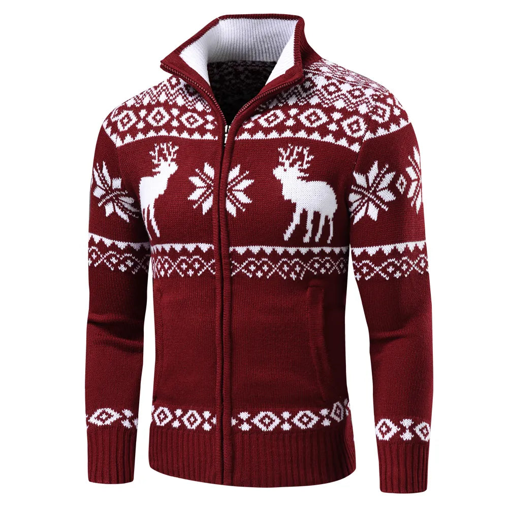 Men's Festive Zip-Up Christmas Jumper Perfect for the Holidays