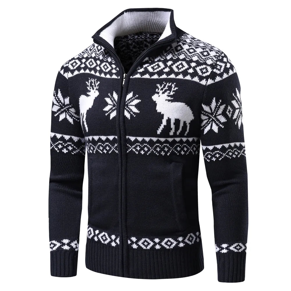 Men's Festive Zip-Up Christmas Jumper Perfect for the Holidays