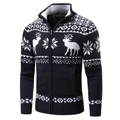 Men's Festive Zip-Up Christmas Jumper Perfect for the Holidays