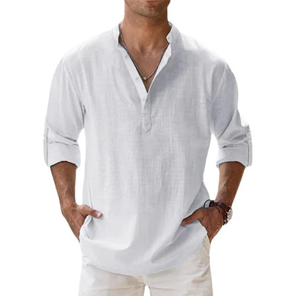 Variant image for Atmungsaktives Leinenhemd Herren mit langen Ärmeln in S-5XL – Einfarbige, lässige Mode für Sommer-13