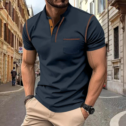 Casual Herren Polo Shirt mit Stehkragen – Atmungsaktives Poloshirt für Sommermode, Vielseitig und Elegantes Design-1