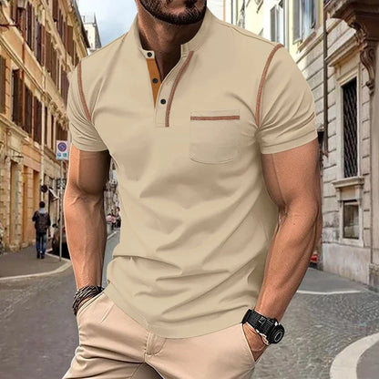 Casual Herren Polo Shirt mit Stehkragen – Atmungsaktives Poloshirt für Sommermode, Vielseitig und Elegantes Design-4