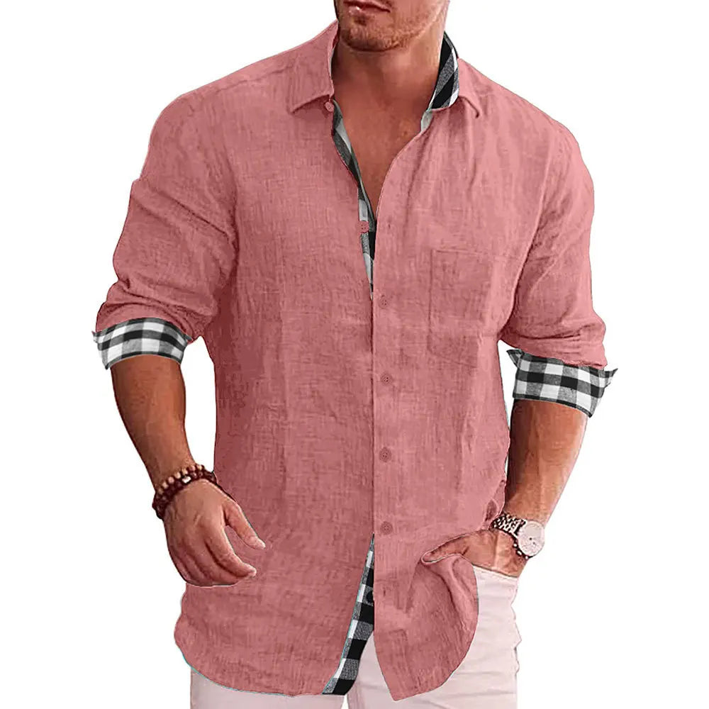 Baumwoll Plaidbluse Damen - Langarm Bluse für Büro und Arbeitskleidung - Größen S bis 5XL-6