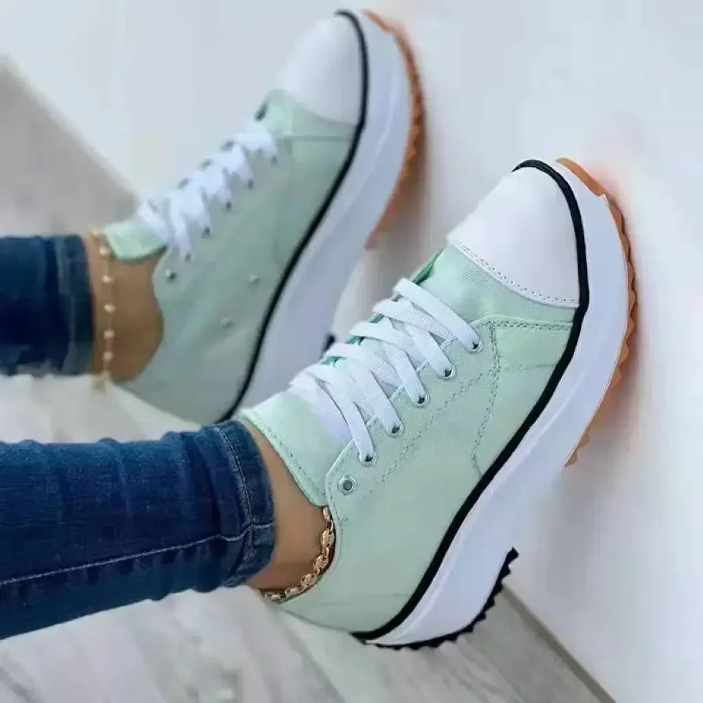 Klassische Leinwand-Sneaker Damen - Plattform-Schnürschuhe für Freizeit und Alltag-5