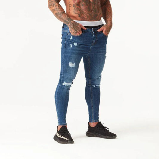 Shascullfites Spray Jeans Herren im Hip Hop Stil mit Distressed Design-1