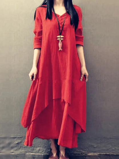 Böhmisches Geschichtetes Vintage Sommerkleid Damen, Plus Größen M-5XL, Elegantes und Komfortables Design für den Sommer