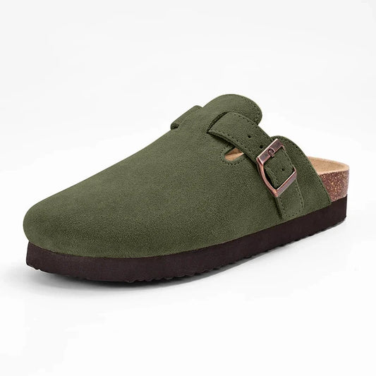 Komfortable Korkrutsche Sandalen Damen - Unisex Wildleder Clogs mit Weichem Fußbett und Rutschfester Außensohle-1