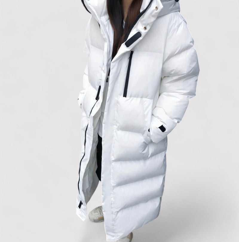 Women’s Long Hooded Weather-Resistant Puffer Jacket Warm Full-Length Winter Coat