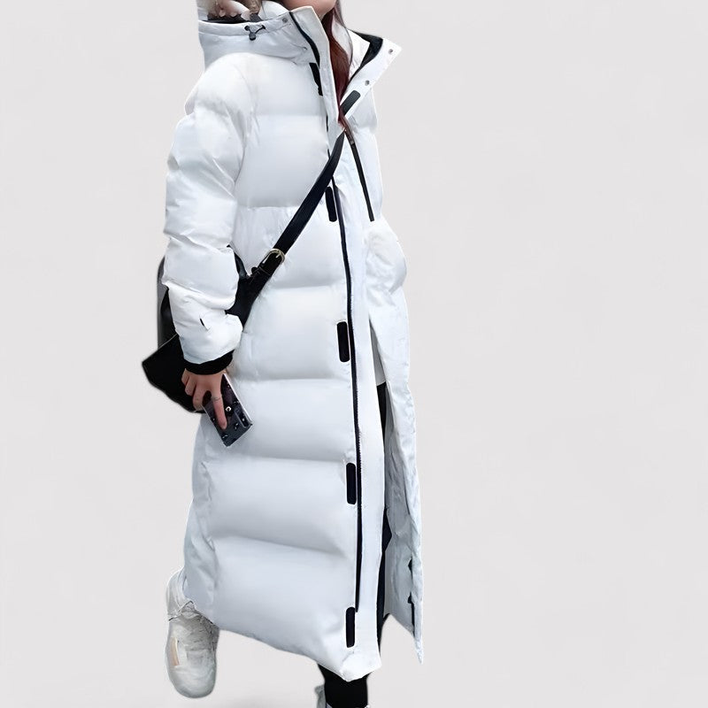 Women’s Long Hooded Weather-Resistant Puffer Jacket Warm Full-Length Winter Coat