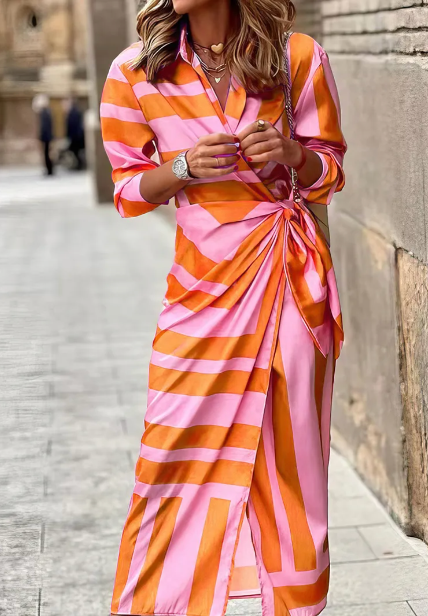 Variant image for Elegantes Gestreiftes Wickelkleid Damen in Übergröße – Vielseitiges Wickelkleid Sommer für Jeden Anlass-1