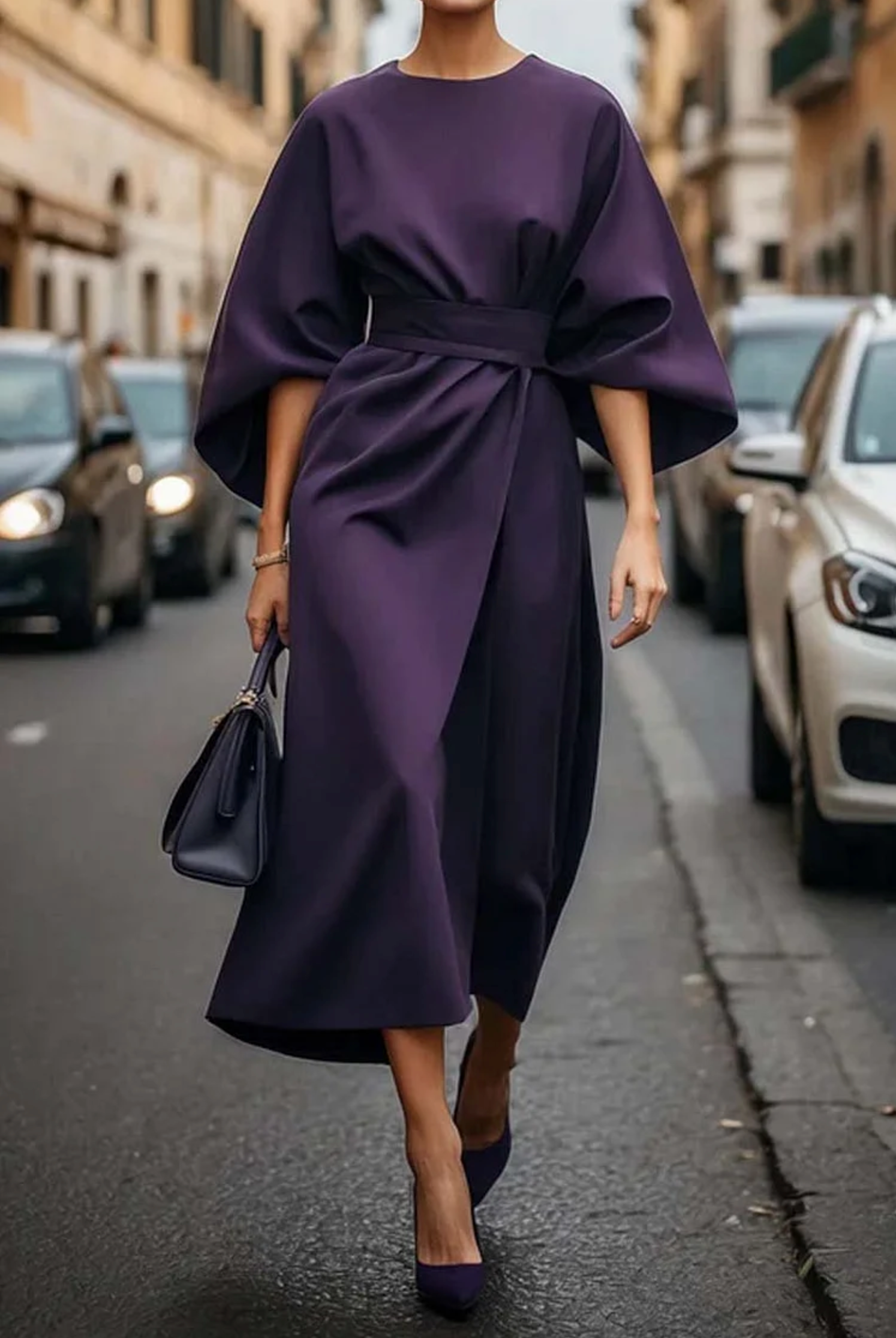 Variant image for Maxi Kleid mit Gürtel für Damen - Schmeichelhaftes, Langes Maxikleid in Plus-Größen, Ideal für Hochzeitsgast und Festliche Anlässe-31