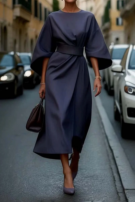 Maxi Kleid mit Gürtel für Damen - Schmeichelhaftes, Langes Maxikleid in Plus-Größen, Ideal für Hochzeitsgast und Festliche Anlässe