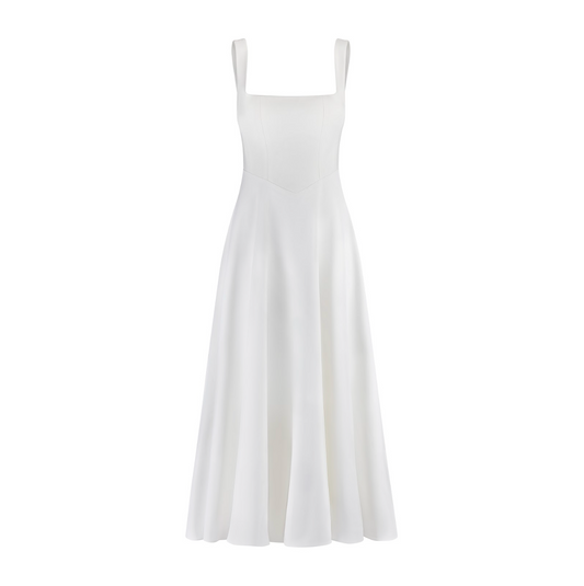 Elegantes Weißes Midi-Kleid Damen, Schmeichelhafte Silhouette, Vielseitig Für Festliche Kleider und Hochzeitsgast