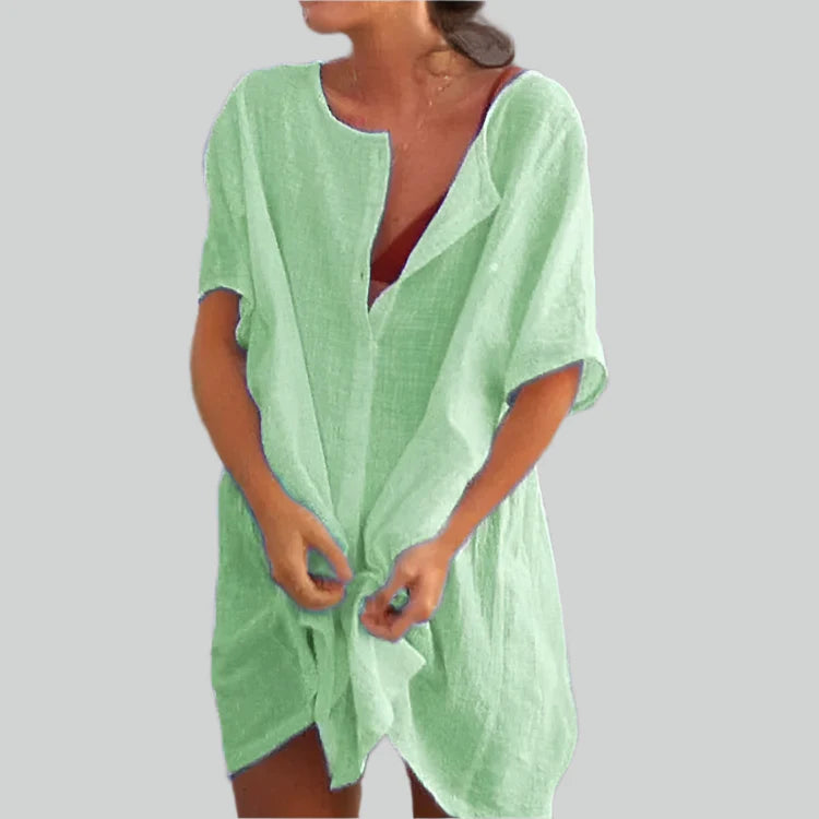Übergroße Baumwollbluse Damen mit Kurzen Ärmeln für Sommer - Leicht, Atmungsaktiv, Vintage-Design, Größen S bis 8XL-6