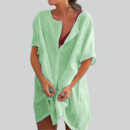 Übergroße Baumwollbluse Damen mit Kurzen Ärmeln für Sommer - Leicht, Atmungsaktiv, Vintage-Design, Größen S bis 8XL-6