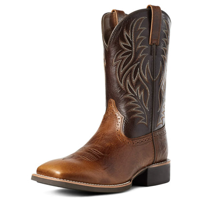 Men’s Western Cowboy Boots Embroidered Classic Mid-Calf Square Toe