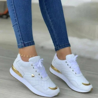Women’s Comfortable Trainers with Gold Detail Supportive Everyday Wear
