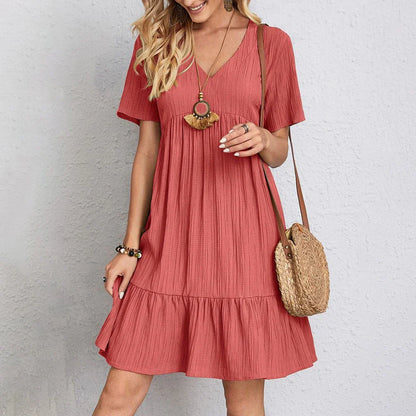 Variant image for Lässiges Damen Sommer Mini Kleid – Leichtgewicht, Atmungsaktiv, V-Ausschnitt, Perfekt für Strand und Freizeit-19