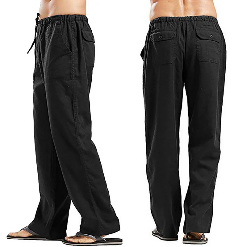 Feste Leinenhose Herren Mit Taschen - Atmungsaktive Sommerhose In Großen Größen-4