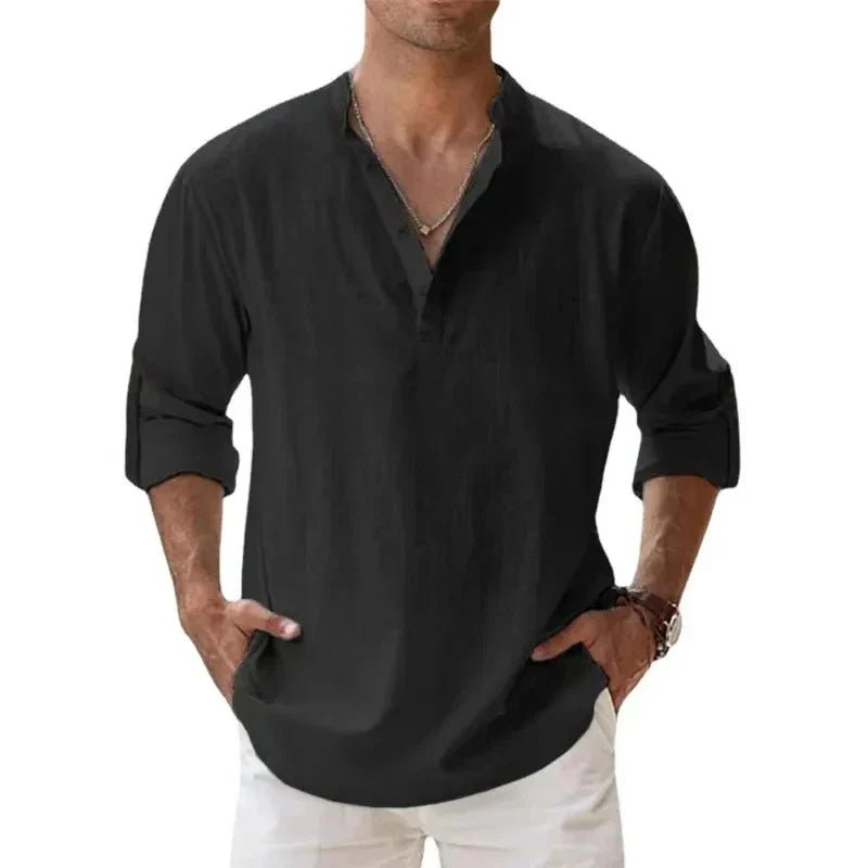 Variant image for Leichte Langarm Herrenhemden - Atmungsaktives Henley Design für Herren, Vielseitig und Bequem-19