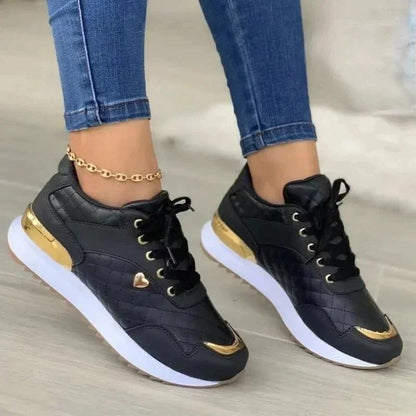 Women’s Comfortable Trainers with Gold Detail Supportive Everyday Wear