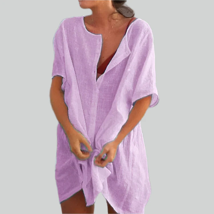 Variant image for Übergroße Baumwollbluse Damen mit Kurzen Ärmeln für Sommer - Leicht, Atmungsaktiv, Vintage-Design, Größen S bis 8XL-49