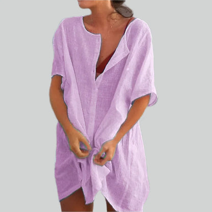 Variant image for Übergroße Baumwollbluse Damen mit Kurzen Ärmeln für Sommer - Leicht, Atmungsaktiv, Vintage-Design, Größen S bis 8XL-49