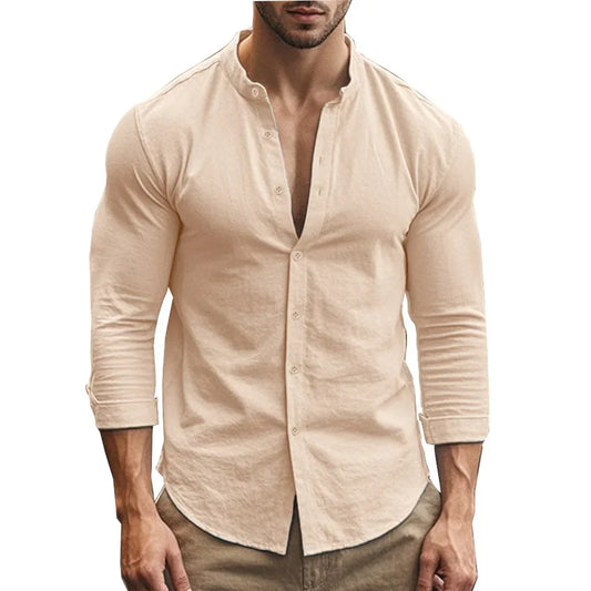 Leinen Herrenhemd Aus Leichter Baumwollmischung – Sommer Hemd Herren, Elegantes Design, Atmungsaktiv, Perfekt Für Büro Und Freizeit