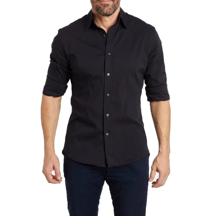 Herrenhemd Casual Oxford mit Reißverschluss - Elastische Baumwolle, Schlanker Schnitt für Alle Jahreszeiten