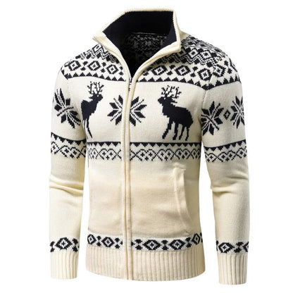 Men's Festive Zip-Up Christmas Jumper Perfect for the Holidays