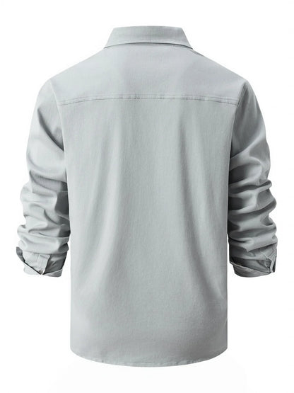 Herren Langarmhemd - Herbst- und Wintermode aus Stretch-Baumwolle, Lässig und Business, Schlanker Schnitt, Maschinenwaschbar