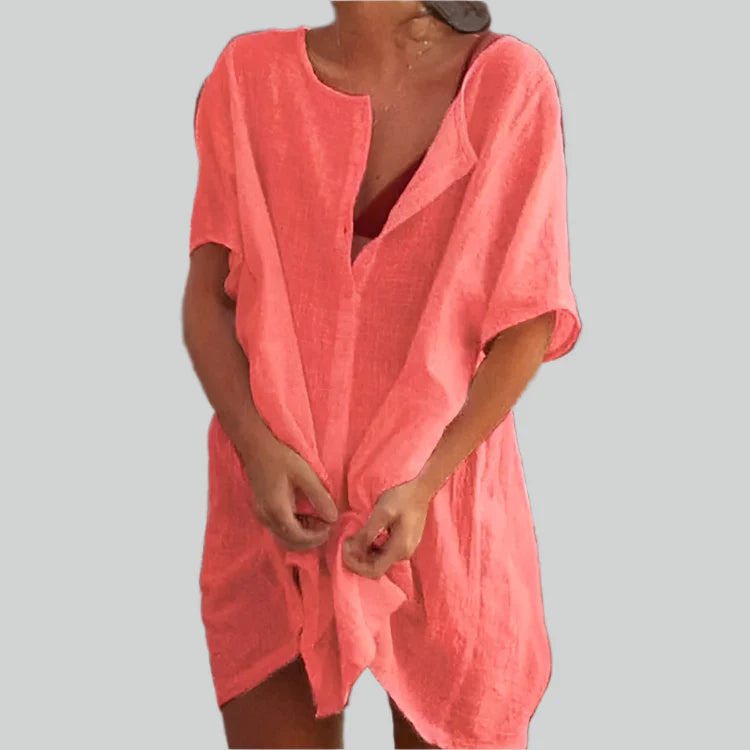 Übergroße Baumwollbluse Damen mit Kurzen Ärmeln für Sommer - Leicht, Atmungsaktiv, Vintage-Design, Größen S bis 8XL-5