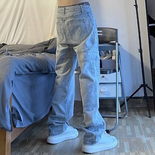 Hoch Taillierte Gestapelte Jeans Damen, Entspannter Fit Aus 100% Baumwolle-4