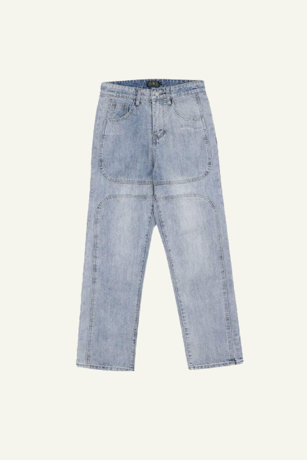 Hoch Taillierte Gestapelte Jeans Damen, Entspannter Fit Aus 100% Baumwolle-3