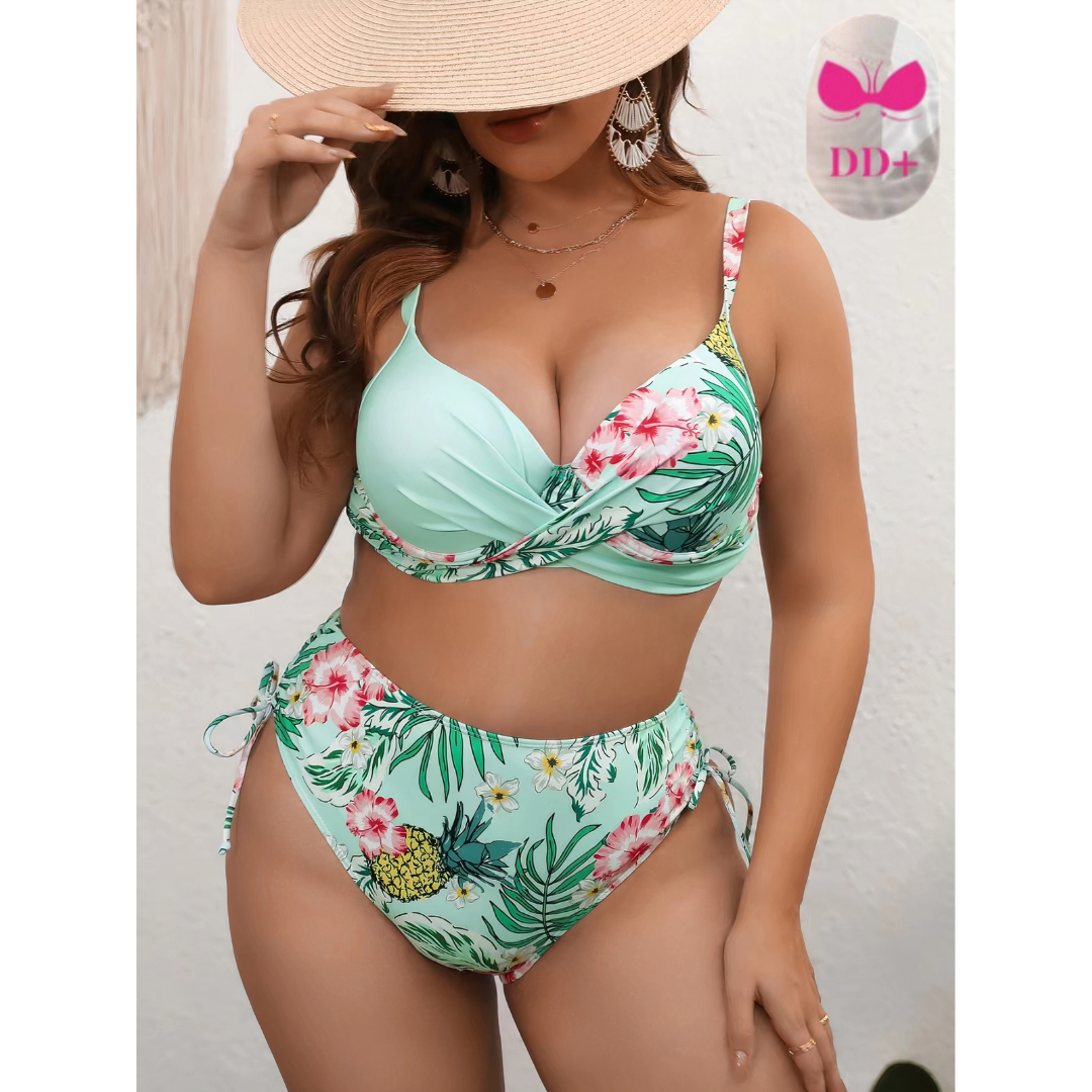 Supportive plus-size women’s bikini set – wrap design, breathable material, for beach days 0