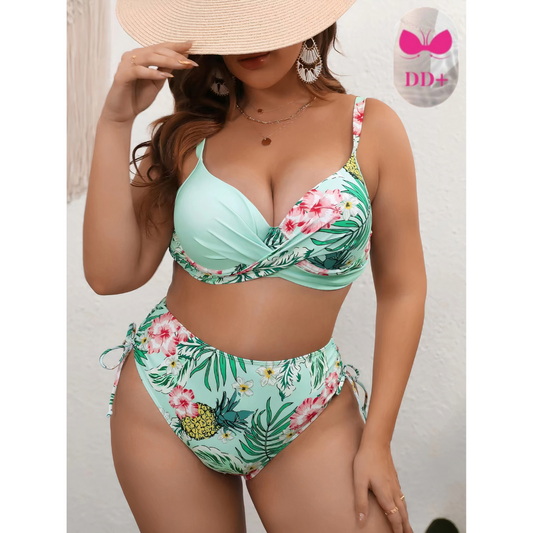 Supportive plus-size women’s bikini set – wrap design, breathable material, for beach days 0