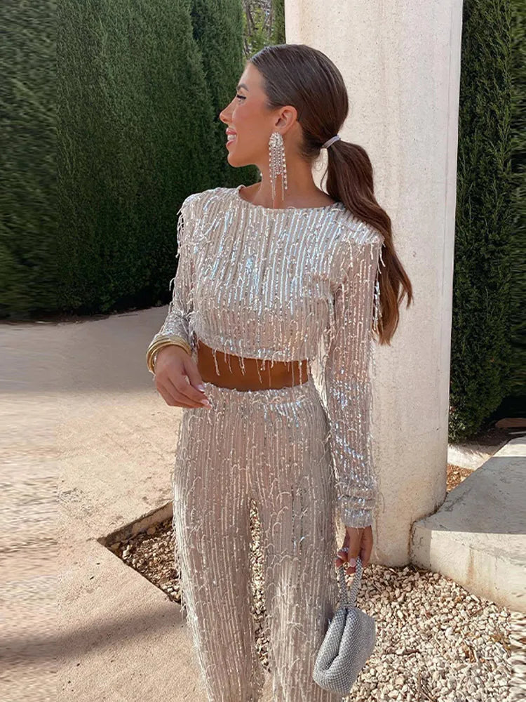 Elegantes Damen Set: Crop Top Mit Passenden Hosen Aus Weichem, Atmungsaktivem Stoff Für Sommermode-4