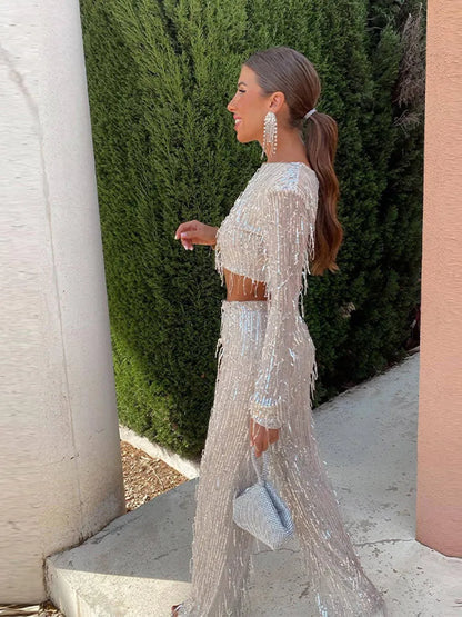 Elegantes Damen Set: Crop Top Mit Passenden Hosen Aus Weichem, Atmungsaktivem Stoff Für Sommermode-5