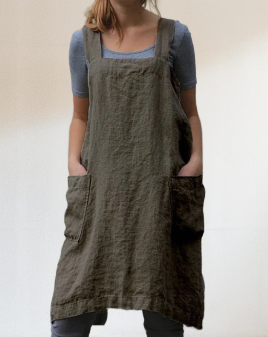 Variant image for Baumwollschürzenkleid mit Taschen, Cross-Back-Design, Vielseitige Schürze für Kochen und Handwerk-11