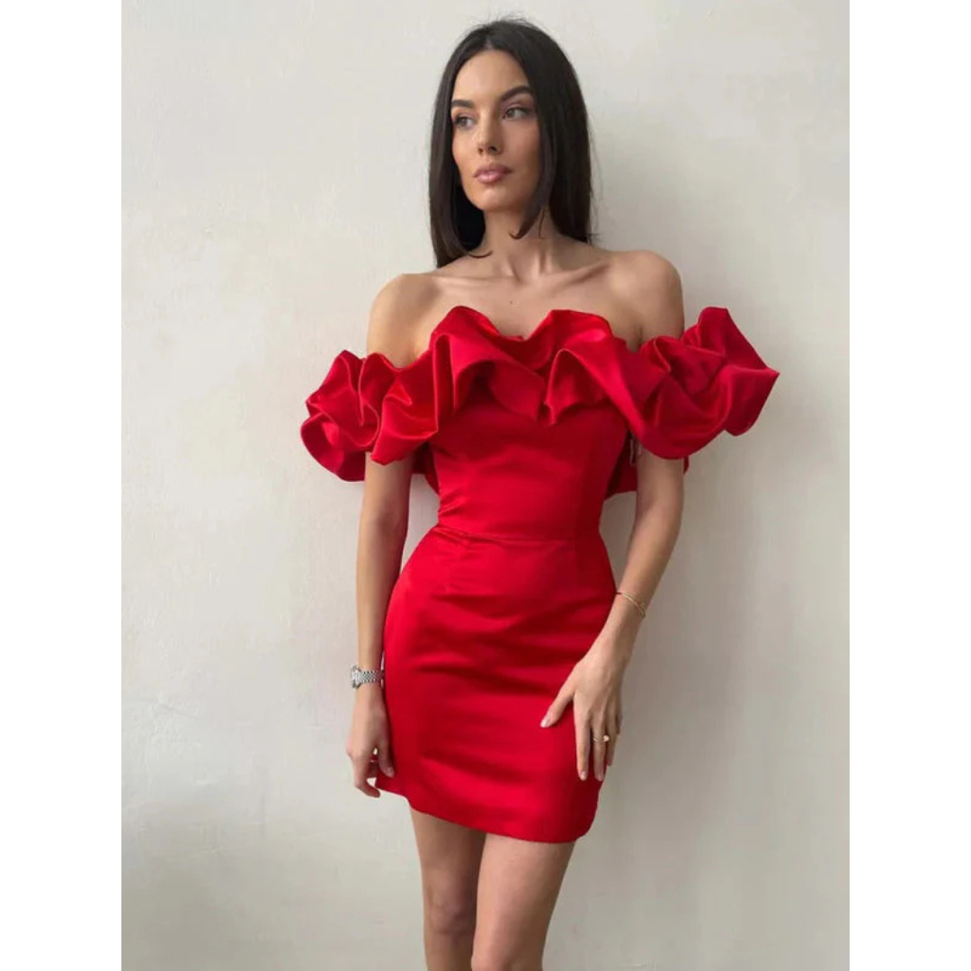 Variant image for Elegantes Off-Shoulder Damenkleid mit Faltendetails – Vielseitiges Festliches Kleid in Schwarz für Hochzeitsgast und Cocktailanlässe-13