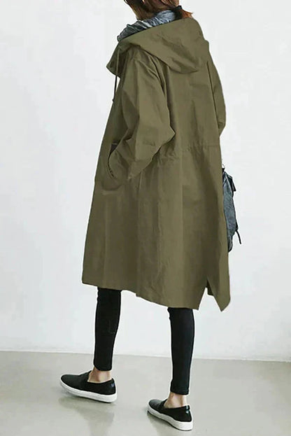 Women’s Oversized Rain Jacket Hooded Longline Coat