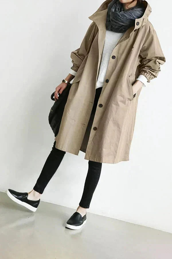 Women’s Oversized Rain Jacket Hooded Longline Coat