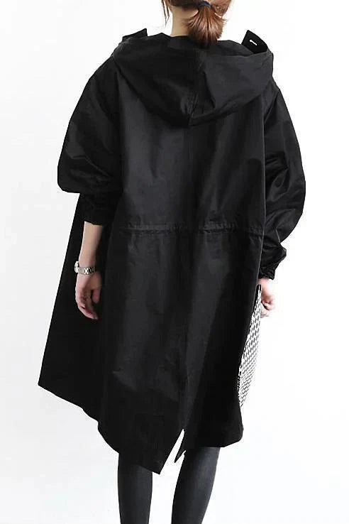 Women’s Oversized Rain Jacket Hooded Longline Coat