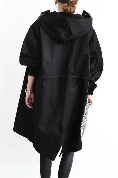 Women’s Oversized Rain Jacket Hooded Longline Coat