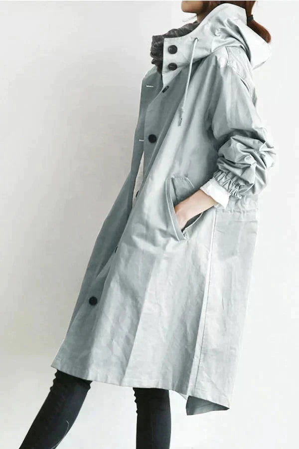 Women’s Oversized Rain Jacket Hooded Longline Coat
