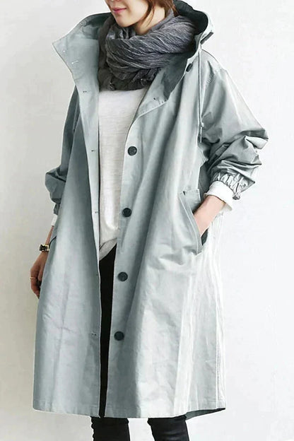 Women’s Oversized Rain Jacket Hooded Longline Coat